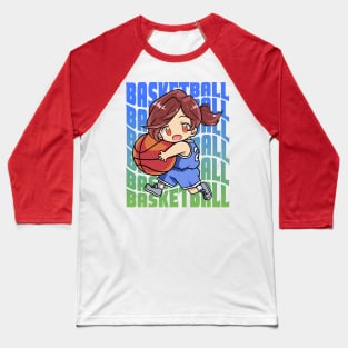 Girl Basketball Player Hoops Chibi Baseball T-Shirt